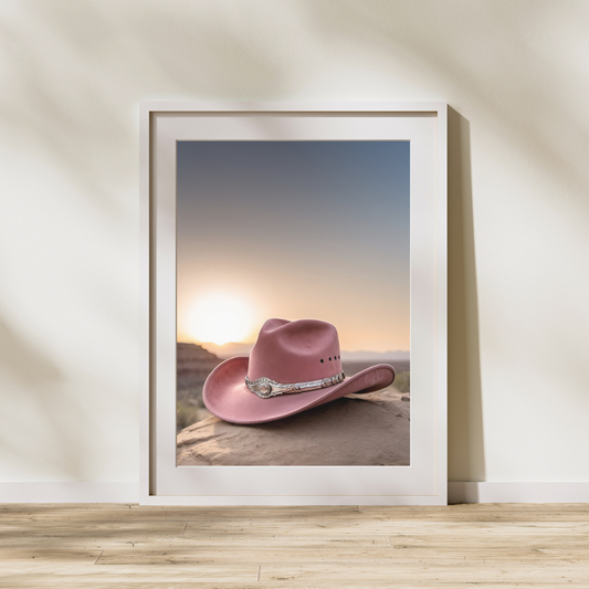 Pink Suede Cowboy Hat Printed Poster